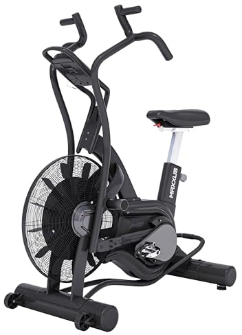MAXXUS® Air Bike 90 Pro mit Luftwiderstand, LCD und 160 kg Belastbarkeit | Verstellbarer Sitz und Griffe, 7 Programme, Tablet- und Flaschenhalter sowie Transportrollen für Ganzkörper-Cardio
