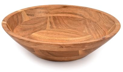 Samhita Servierschale aus Akazienholz, Obstschale, freundlich und perfekt für Salat, Gemüse und Obst, einzelne Salatschüssel (25,4 x 25,4 x 7,62 cm)