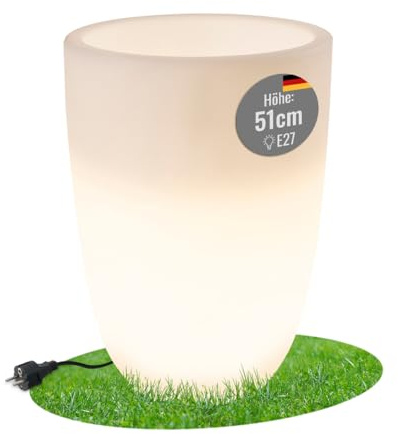 8 seasons Design LED Pflanzkübel 39 x 51cm, Shining Curvy Pot M (Weiß) E27, warmweißes Licht – wetterfest – beleuchteter Blumentopf für außen (Garten, Terrasse, Balkon) und innen