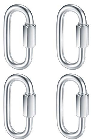 4 Stück M8 Karabinerhaken Schwerlast, Schraubkarabiner Edelstahl Schnellkupplung Kette, Carabiner Haken für Schaukel, Aktivitäten im Freien, Camping, Angeln, Wandern, Reisen (500 kg Lager)