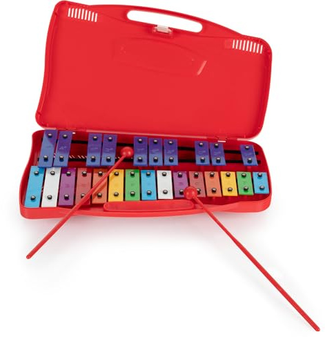 Classic Cantabile GSR-25 Sopran Glockenspiel - Kinder Xylophon mit 25 Tönen - Inklusive praktischem Tragekoffer und Schlägeln - Rot