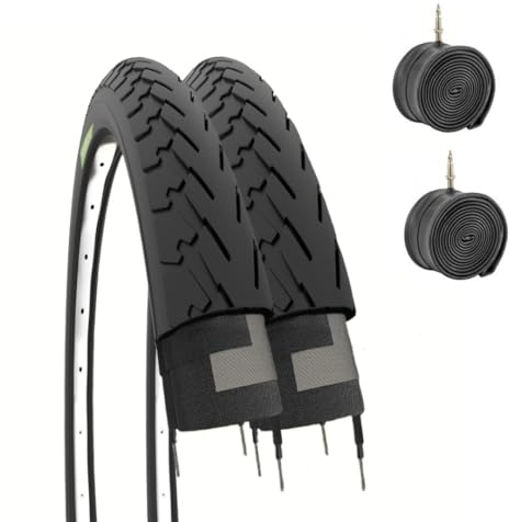 Ecovelò 2 Reifen 700 x 28 C + Schläuche, Schwarze Gummireifen, Rennradreifen, Citybike, Trekkingreifen, 28 x 1 5/8 x 1 1/8