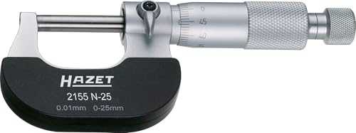 HAZET Präzisions-Bügelmess-Schrauben 2155N-25, Messbereich 0 – 25 mm | DIN 863-3, 400 g, Antrieb 290020 Messwerkzeug, 610160 Diagnose (Motor), 640240 Bremsendienst,, Messbereich 0 – 25 mm