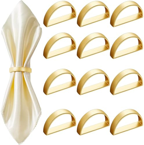 12 PCS Serviettenringe Gold, elegante Schnallen für Tischdekoration Valentinstag, Ostern, Hochzeit, Weihnachten, Abendessen, Party