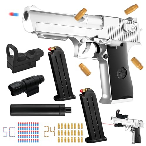Spielzeug Pistolen für Kinder Pistole, Toy Gun, Spielzeug Waffen Pistolen, Schaumstoff Soft Bullet Gun, mit Schaumstoff Bullet, Patronenhülsen und Magazine, Wüstenadler, Spielzeugpistolen