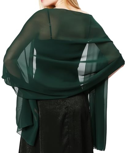 lifwimner Stola Damen Halstuch Chiffon Sommer Schal Damen Festliche Stola für Abendkleid oder Brautkleid Hochzeit Scarf (Dunkelgrün)