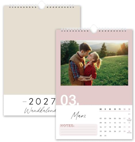 Fotokalender 2027 zum Selbstgestalten, Morandi Farbe | Bastelkalender 2027 von Jan. 2027 bis Dez. 2027, Kalender 2027 Familienplaner a4 für 10x15 cm Fotos