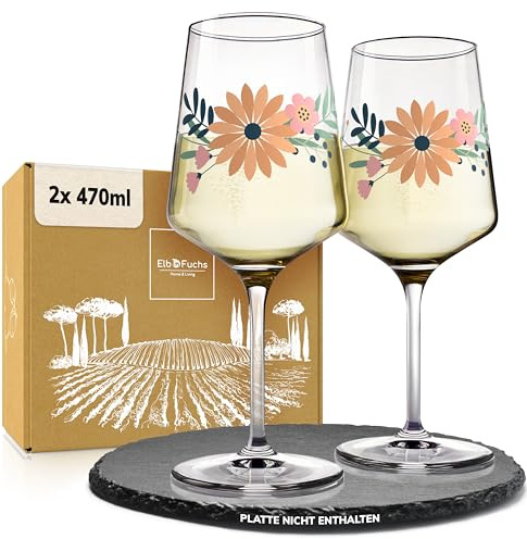 ElbFuchs® Aperitifgläser (2x470 ml) Serie Amber Bloom [GESCHENKIDEE] Spülmaschinenfest & robust, Bunte Wein- und Cocktailgläser beliebt für Spritz-Getränke, Hugo, Negroni, Limoncello, u.v.m.