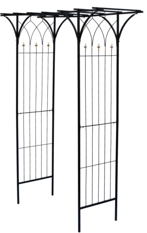 HAFIX Rosenbogen - Shanghai - für Garten. Rosenspalier pulverbeschichtetes Metall. Rank Hilfe für Kletterpflanzen Torbogen Rosenrankenhilfe Gartenbogen wetterfest & freistehend 233x110x56cm schwarz.