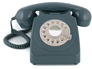 GPO 746ROTARYGRY Retro Telefon mit Wählscheibe im 70er Jahre Design Grau