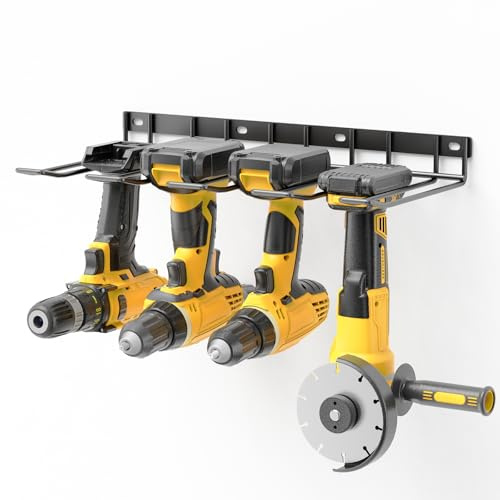 Yeabett Werkzeug Wandhalterung, Werkzeugregal für 4 Elektrowerkzeug | Werkzeugspeicher Aufbewahrung, Organizer für Garage, Kfz Werkstatt, 39 * 19 * 4.5cm