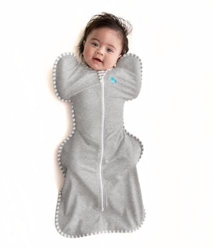 Love To Dream Swaddle Up, Neugeborene 2,2–3,8 kg, Grau, enge Passform, unterstützt gesunden Schlaf, 1,0 Tog für 20–24 °C, maschinenwaschbare Baumwolle, Von Hebammen empfohlen, Doppelreißverschluss