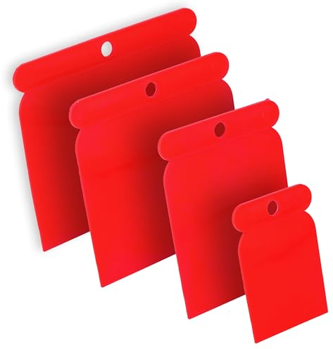 HELPMATE – Flächenspachtelsatz 4‑teilig aus Kunststoff – Spachtelset für präzises Arbeiten – Karosseriespachtel für vielfältige Anwendungen