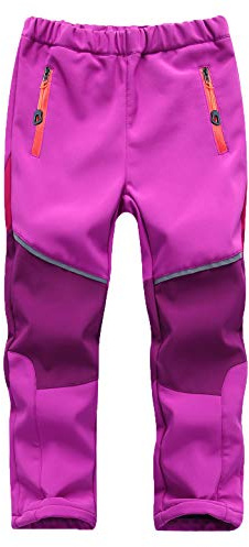 Echinodon Kinder Softshellhose Gefüttert Hose Wasserabweisend Winddicht Atmungsaktiv Jungen Mädchen Outdoor Wandern Freizeit Hose Herbst Winter Violett M