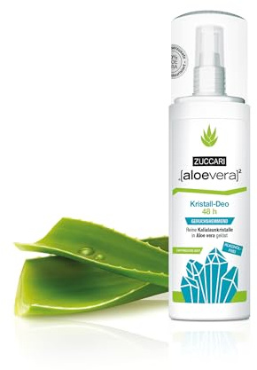 ZUCCARI Kristall Deo Spray für 48h Schutz (100 ml) - Natürliches Deodorant aus 100% Aloe Vera Saft mit flüssigen Alaunstein Mineralkristallen - Für empfindliche Haut - Vegan & Frei von Zusätzen