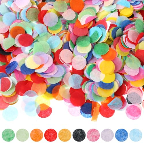 Tyqour 6000 Stück Konfetti Bunt 1.5cm Konfetti Geburtstag Mehrfarbig Runde Streudeko Tischdeko Papier Confetti Seidenpapier Bunt für Geburtstag, Hochzeit, Luftballons, Geschenkbox, Party Dekoration