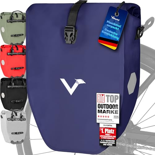 Valkental Gepäckträgertasche, Wasserdicht & Abschließbar | Abschließbar für Diebstahlschutz, große Reflektoren für Sichtbarkeit, bombenfester Sitz, mehrfach ausgezeichnet, langlebig