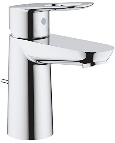 GROHE BauLoop, Waschtischarmatur, Zugstangen-Ablauf, 5l/min | Wasserhahn für das Bad, Wassermenge & Temperatur begrenzbar, einfache Waschbecken-Montage (chrom, 23335000)