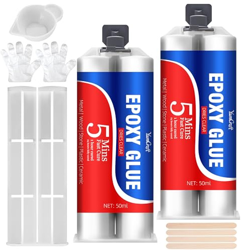 2K Epoxidkleber 100ml, 5 Minuten schnellhärtender Kraftkleber, transparentes Epoxidharz Reparaturset, extra stark, wasserdicht und hitzebeständig für Metall, Kunststoff, Holz, Glas, Stein, Keramik