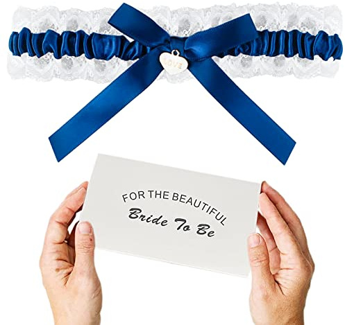 Blau Weisses Strumpfband für Hochzeit - Braut Geschenk - Wedding Garters - etwas Blaue
