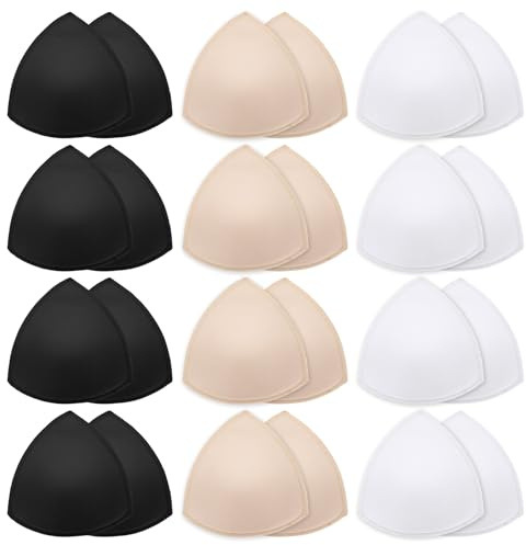 Yolev 12 Paar BH-Einsätze, dreieckig, herausnehmbare Sport-BH-Pads, Einsätze, BHs, Cups, Ersatz, 12 Paar