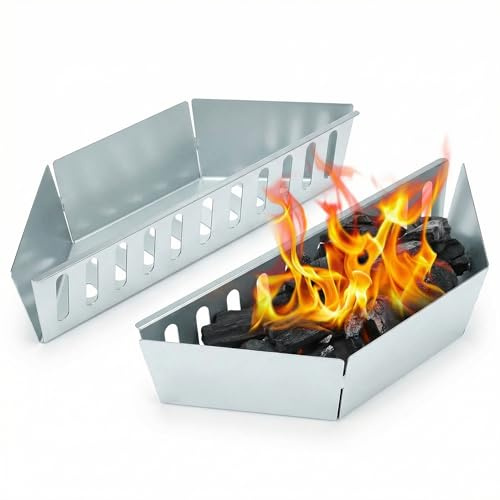 QWORK® 2 Stück Holzkohlenkörbe, Holzkohle Brikett Kraftstoff Halter, kompatibel mit Weber 47/57/67 cm Holzkohlegrills