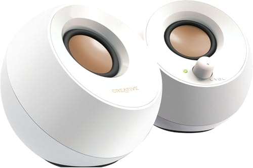 Creative Pebble - 2.0 USB-betriebene Desktop-Lautsprecher (Weiß)