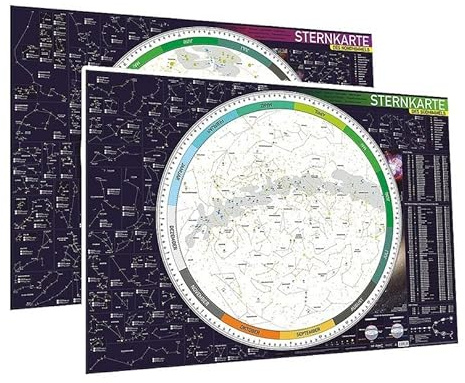 Sternkarten-Set (Nord- und Südhimmel): Zwei große Sternkarten des Nord- bzw. Südhimmels im Format DIN A0 (ca. 118 x 84cm).