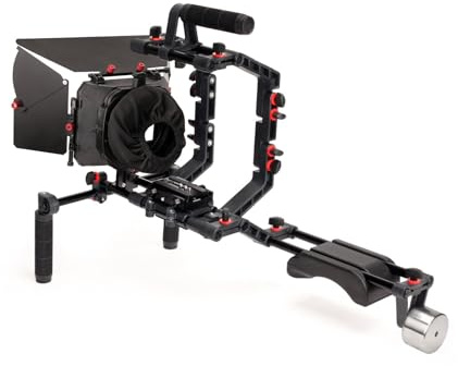 FILMCITY Kamera Schulterstütz-Rig Kit mit Cage & Matte Box für DSLR- und Videokameras. Verstellbare Brackets und Griffe (FC-02)