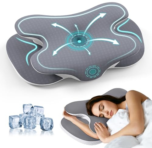 JINXIA Memory Foam-Kissen für Alle Schläfer, Ergonomisches Orthopädisches Kopfkissen zur Linderung von Nacken- und Schulterschmerzen, Nackenkissen mit Abnehmbarem Bezug, Grau