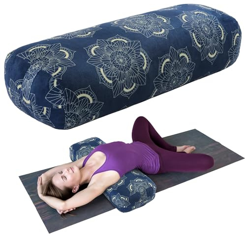 TOPROUD Yoga-Bolster-Kissen, rechteckiges Yoga-Kissen für regenerative Meditation, Bolster-Meditationskissen mit Tragegriff, 70 x 27 x 15 cm