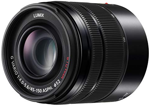 Panasonic H-FS45150EKA LUMIX G Vario Telezoom 45-150 mm F4.0-5.6 ASPH. Objektiv (90-300 mm KB, O.I.S. Bildstabiliator) schwarz