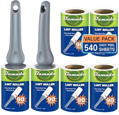 Fusselroller für Tierhaare 540 Blatt, extra klebriger tragbarer Fusselentferner, Fusselroller Kleidung, Entferner Katzen Hundehaare,Fusselrolle Tierhaare (Grau)