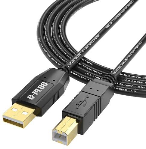 G-PLUG USB 2.0 Druckerkabel 5m - Hochgeschwindigkeits USB A auf B Kabel für Drucker, Scanner, Fax, Digitalpiano, DAC - erhältlich in 1m 2m 3m 5m Schwarz