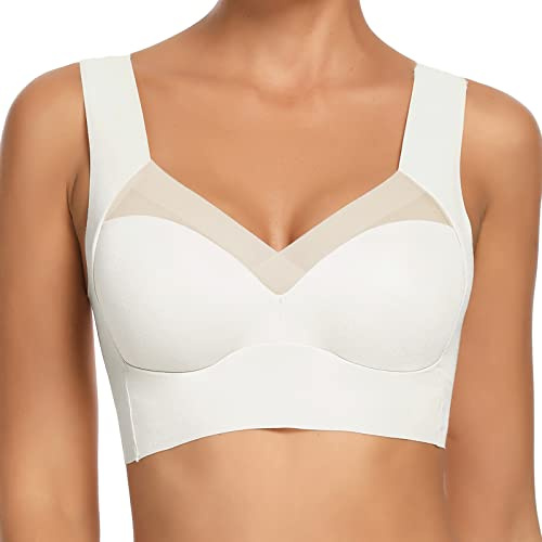 WOWENY BH Damen Ohne Bügel Schlaf Bustier Tops Spitze Bralette Bügelloser Klassischer T Shirt BH Schalen BHS Bralette Komfort Weicher Seamless