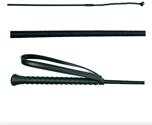 JA Horse JA0001 Fleck Reitgerte Dressurgerte mit Handlasche, Schwarz, 80 cm | Profi Gerte für Dressur & Reitsport, rutschfester Griff, flexible Reitgerte Pferd