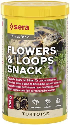 sera Flowers and Loops Nature 1.000 ml (140 g) | Leckerbissen für Landschildkröten & Herbivore Reptilien | Mit getrockneten Blüten & nährstoffreichen Loops | Ohne Farb- & Konservierungsstoffe
