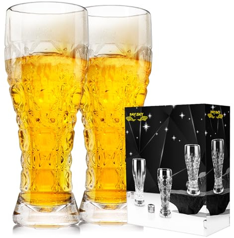 Paysky Biergläser, 2er-Set, Weißbiergläser 0,5, Großer Bierglas aus Glas, Kristall Pils gläser Trinkset Geschenk für Männer
