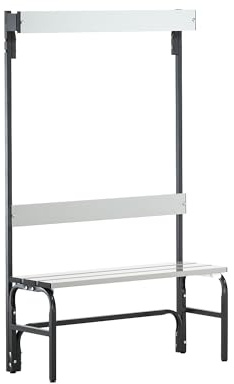 Sypro | Umkleidebank mit Lehne | Einseitig, HxT 1650 x 375 mm, Länge 1015 mm, 3 Haken, anthrazit