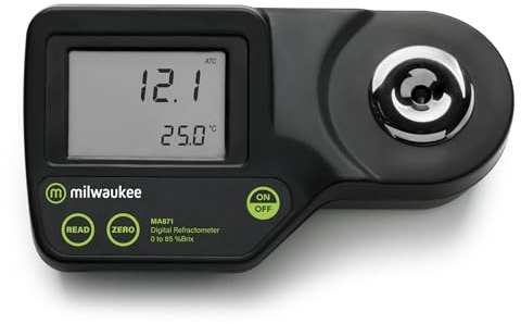 Milwaukee MA871 Digitales Glukose-Refraktometer mit automatischer Temperatur, Gelbe LED, 0 bis 85% Brix, +/- 0.2% Genauigkeit, 0.1% Lösung