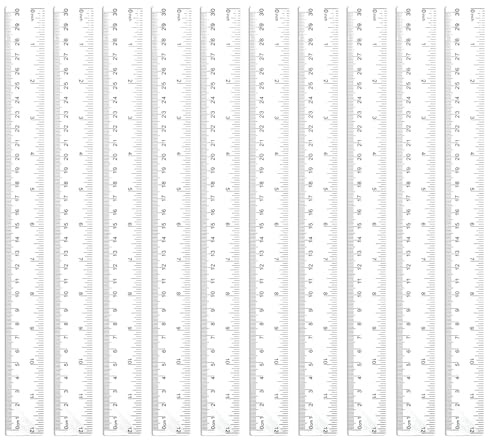 Kunststoff Lineal, 10 Stück Transparentes Lineal 30cm, Lineale aus Geradem Kunststoff mit Metrische Inch Skala Lineal Präzision Messwerkzeug für Schule Büro Zuhause