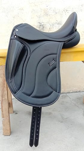 WILD RACE Leder-Dressur-Monoflap-Wechseleisensattel/Leather Dressage Monoflap Changeable Gullets Saddle (18)