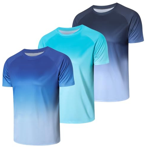 Cimic 3er Pack UV Shirt Herren Rashguard UPF 50+ UV Schutz Shirts Wasser Schwimmshirt Funktionsshirt Herren Lässig Sonnenschutz Sport Tshirt Männer Atmungsaktiv für Outdoor Schwimmen(0817-Navy-2XL)