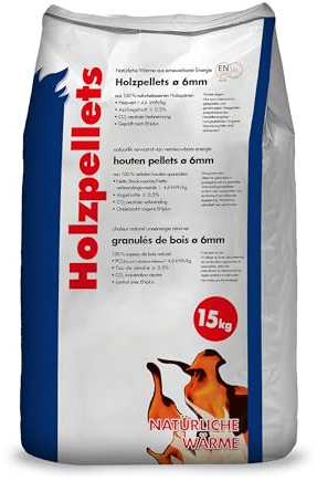 Holzpellets 6mm 15kg - Kaminpellets Heiz Pellet - ohne Bindemittel & chemischen Zusätzen