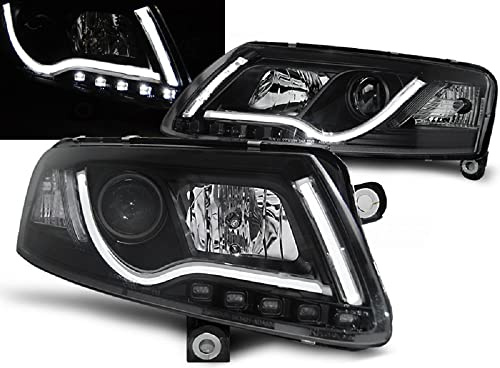 Led Light Tube Scheinwerfer in schwarz für Audi A6 C6 4F 04.2004-2008
