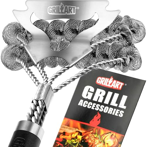 GRILLART Grillbürste für Outdoor-Grill, borstenfrei, sichere Grill-Reinigungsbürste, 45,7 cm, Grillbürste für Grill-Reinigungsset, Edelstahl-Reinigungsbürste, Grillzubehör, Werkzeuge, Geschenke für