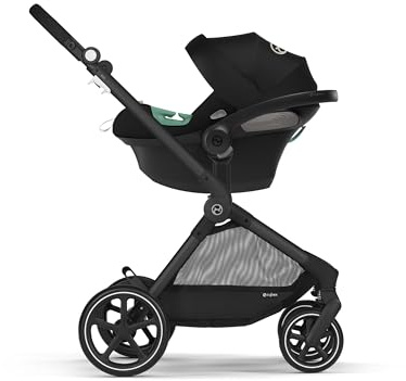 CYBEX Gold Kinderwagen EOS 2-in-1 mit Babyschale Aton B2 i-Size und Babyschalen-Adapter, Reisesystem, Ab Geburt bis 22 kg (ca. 4 Jahre), Moon Black (Schwarz)