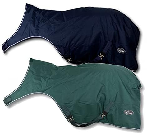 Marengos - Führanlagendecke Comfort | Führmaschinendecke mit Fleece-Innenfutter | wasserdichte & atmungsaktive Longierdecke | mit Kreuzgurten mit Elastikeinsatz | Pferdedecke in Marine 145 cm