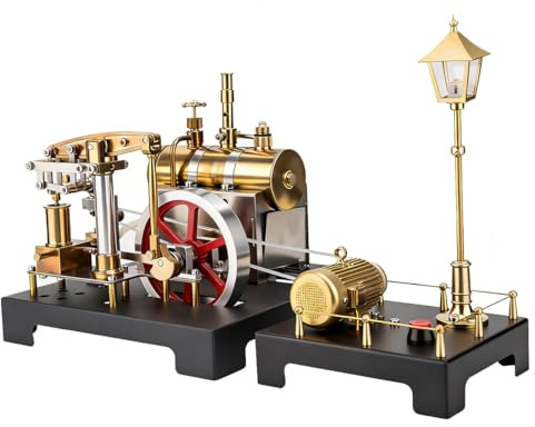 Dampfmaschinen Bausatz, Metall Retrol Stationäre Beam Dampfmaschine mit Horizontalboiler & Generator-Szene, Technik Modell Dampf für Sammler & Demonstration
