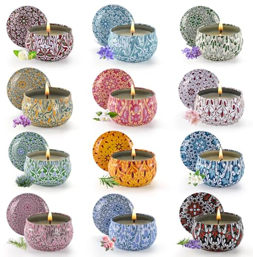 Duftkerze, Kerzen-Geschenksets, Duftkerzen-Sets aus natürlichem Sojawachs | 12 Düfte Kerzen Brennen für 12-15 Stunden,Scented Candle Set,12 Pack Candles for Home Scented,Aromatherapy Candel Gift,